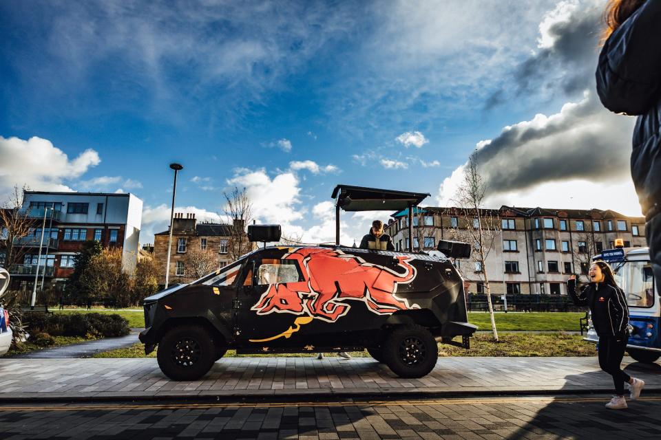 Red Bull branded vehicle outdoors